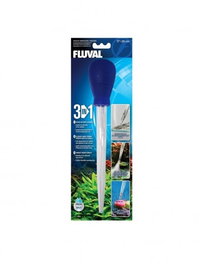 Pipeta Fluval 3 em 1 - 28 cm Aspiração/Soprador/Alimentador